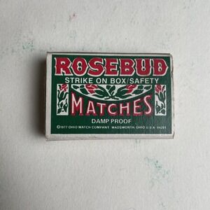 Matchbook Matchbox OH Rosebud Matches‎ Strike on Box Safety Damp Proof Wadsworth